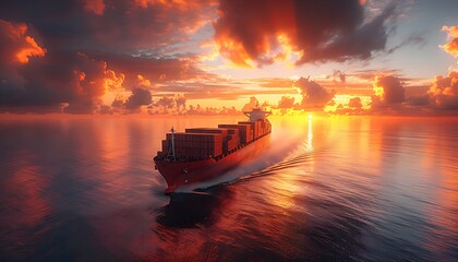 Cargo Container Ship at Sea 3d autodesk Maya style luxury SIMPLE MODERN cinematic lighting