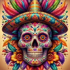 Naklejka premium Cinco de mayo - mexican skull