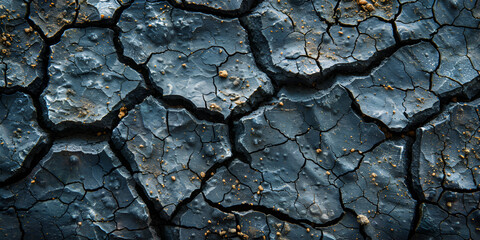 A close up of Cracked earth with a dark background.AI Generative