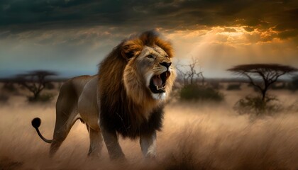 lion in the savannah