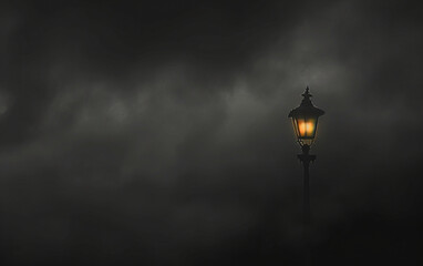 Fototapeta na wymiar solated Streetlamp Against Darkening Sky isolated on transparent background PNG.
