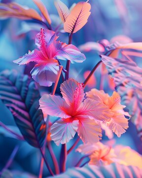 neon background with flawer