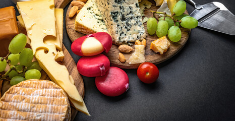Different kinds of cheese for gourmet nutrition