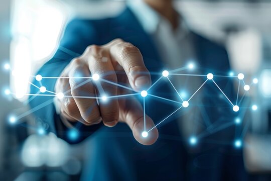 businessman touch internet connection technology, digital, marketing, financial, accounting, banking, big data