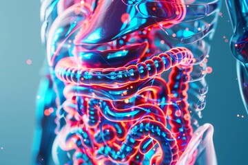 Exploring the Body: Close-up of the Human Digestive System in 3D - obrazy, fototapety, plakaty