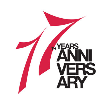 17th anniversary emblem. Seventeen years anniversary celebration symbol