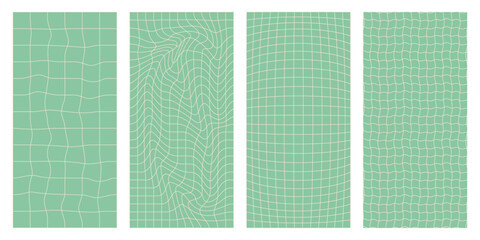 Groovy hippie chessboard pattern set in pastel colors. Retro 60s 70s psychedelic backgrounds. Vector.