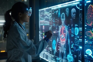 Medical professional examines anatomy on state-of-the-art interface