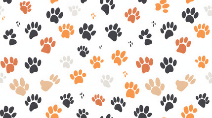 simple chubby paws pattern, white background
