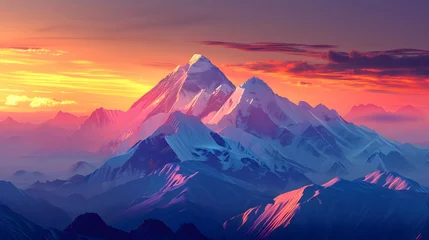 Papier Peint photo autocollant Annapurna Mountain peak of the tibetan snow-capped mountains, a beautiful panorama of the mountains at sunset of the day