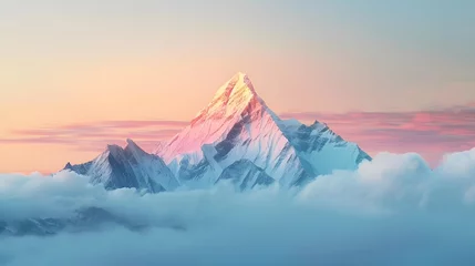 Photo sur Plexiglas Everest Mountain peak of the tibetan snow-capped mountains, a beautiful panorama of the mountains at sunset of the day