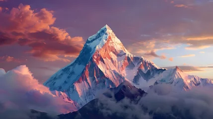 No drill light filtering roller blinds Annapurna Mountain peak of the tibetan snow-capped mountains, a beautiful panorama of the mountains at sunset of the day