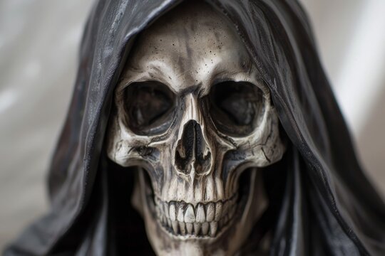 Skull, bones and skeleton. Death with a scythe in a boat, HADES transports the souls of the dead.