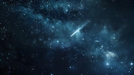 A meteor streaks across the starry sky
