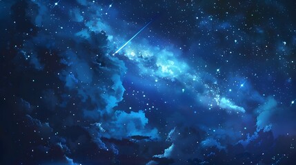 A meteor streaks across the starry sky
