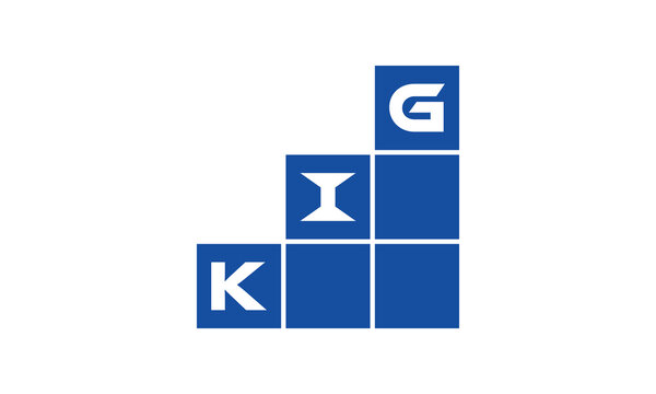 KIG initial letter financial logo design vector template. economics, growth, meter, range, profit, loan, graph, finance, benefits, economic, increase, arrow up, grade, grew up, topper, company, scale