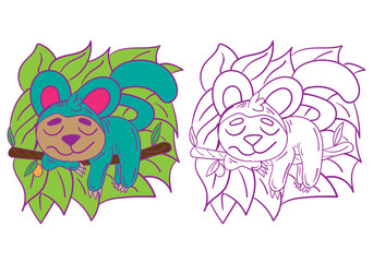 monkey doodle animal illustration for coloring page drawing book