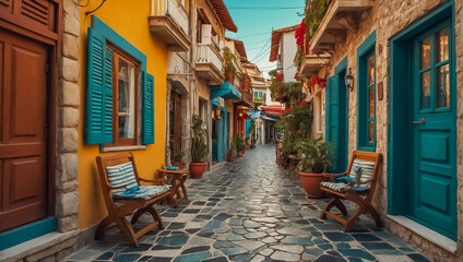 Beautiful ancient street in Marmaris Türkiye
