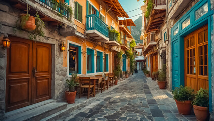 Fototapeta na wymiar Beautiful ancient street in Marmaris Türkiye culture