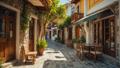 Fototapeta na wymiar Beautiful ancient street in Marmaris Türkiye resort