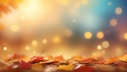 Naklejka na ściany i meble A blurred autumn, windy sky abstract background with bokeh glow, Illustration. 