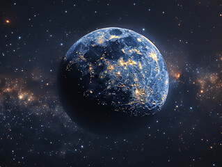 Obraz na płótnie Canvas Old Moon Fading with a Distant Supernova's Light
