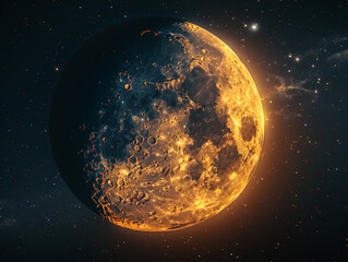Fototapeta premium Half Moon Glowing with Jupiter’s Horizon Glow
