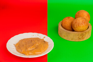 Buñuelo and custard Colombian cuisine - Christmas tradition