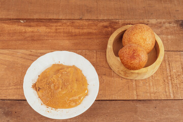 Buñuelo and custard Colombian cuisine - Christmas tradition