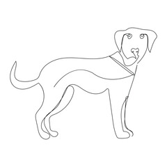 Continuous one line dog drawing out line vector illustration design