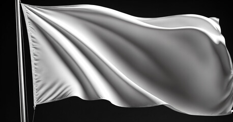 White Flag Fluttering in the Wind - obrazy, fototapety, plakaty