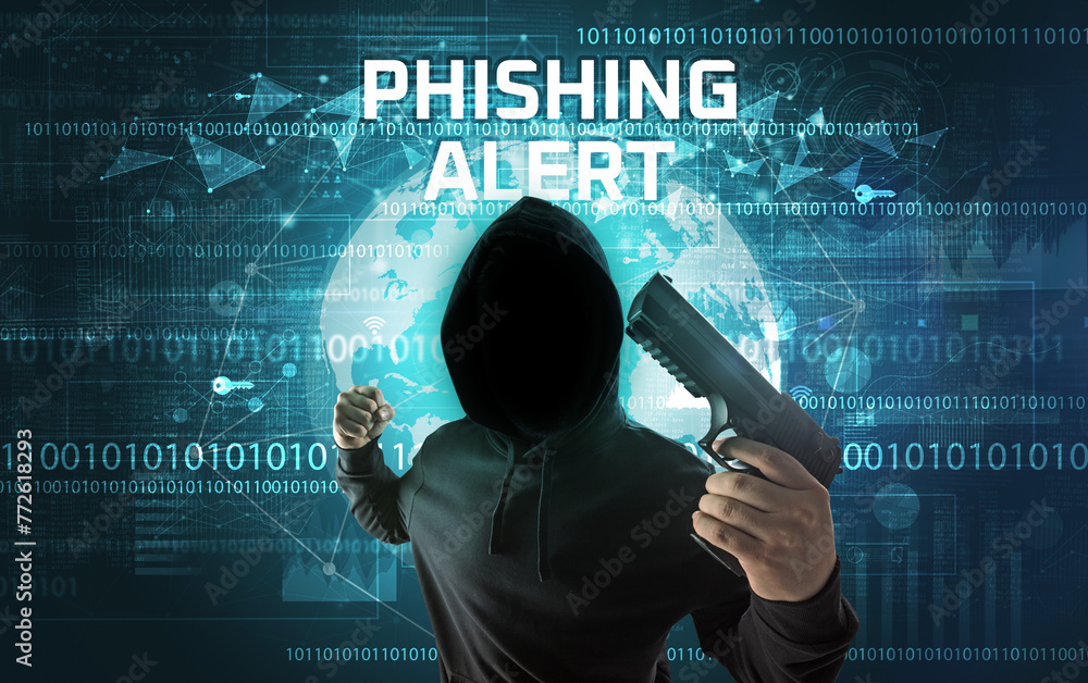 Aufkleber faceless hacker at work, security concept