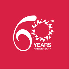 60th anniversary emblem. Sixtieth years anniversary celebration symbol