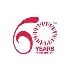 60th anniversary emblem. Sixtieth years anniversary celebration symbol