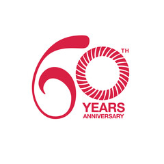 60th anniversary emblem. Sixtieth years anniversary celebration symbol