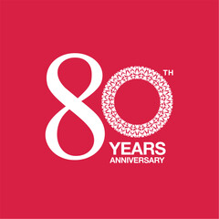 80th anniversary emblem. Eightieth years anniversary celebration symbol