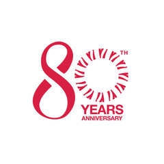 80th anniversary emblem. Eightieth years anniversary celebration symbol