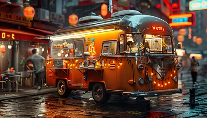 Fototapeten food truck in city festival , selective focus cinematic lighting © Animager
