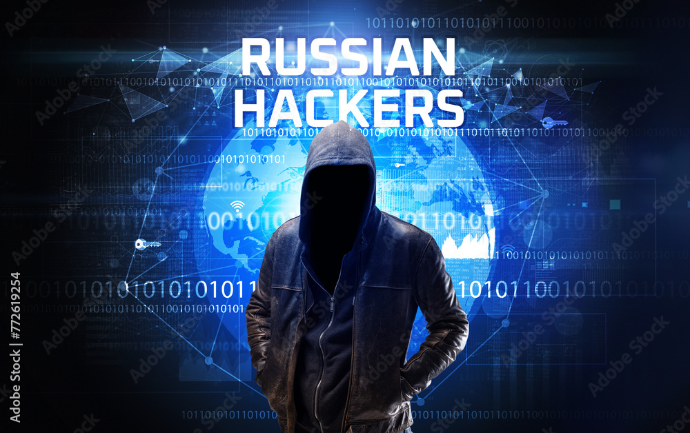 Aufkleber faceless hacker at work, security concept