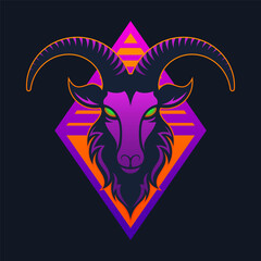 Goat head logo. Modern mascot design. Vector illustration