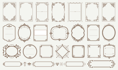 Set of Decorative vintage frames and borders. Floral ornament. Vector design.eps