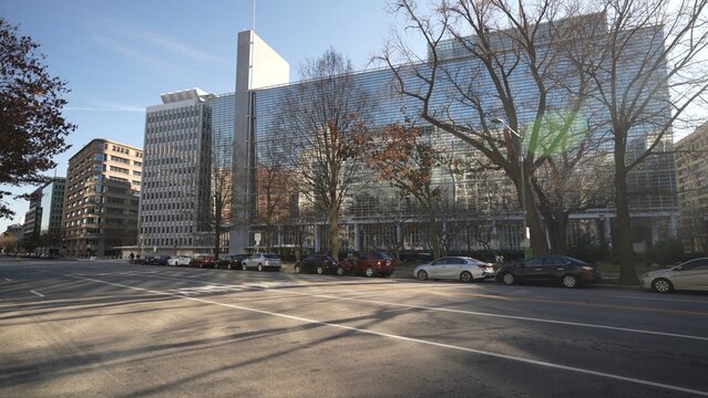 Washington DC, USA - 12 26 2021: World Bank Group building exterior in downtown Washington, DC.