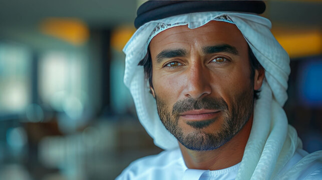 Portrait of a middle eastern man with traditional arabian clothes