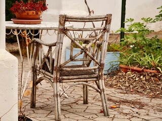 Spanish garden with rable and chairs, Castelló de la Plana, provincia Valencia, Spain