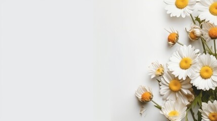 Obraz premium Daisy Flower Decoration on a White Background, Perfect for Wedding Design. Generative AI