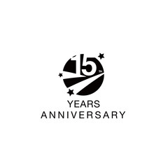 15th anniversary emblem. Fifteen years anniversary celebration symbol