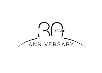 30th anniversary emblem. Thirty years anniversary celebration symbol