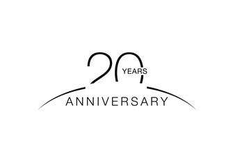 20th anniversary emblem. Twenty years anniversary celebration symbol