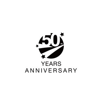 50th anniversary emblem. Fiftieth years anniversary celebration symbol