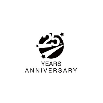 25th anniversary emblem. Twenty five years anniversary celebration symbol